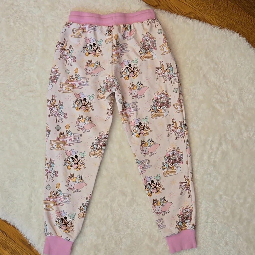 Blush Lotus Bluey & Mickey Jogger Pants, Girls Size 7, Great Condition